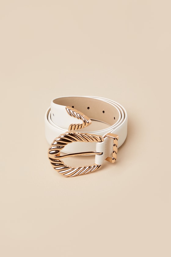 Petit Moments Modern Rodeo - White Western Belt - Engraved Belt - Lulus