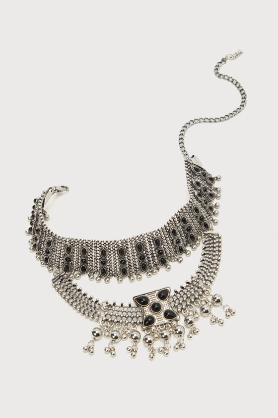 Shop Lulus Styled At Heart Silver Layered Fringed Statement Necklace