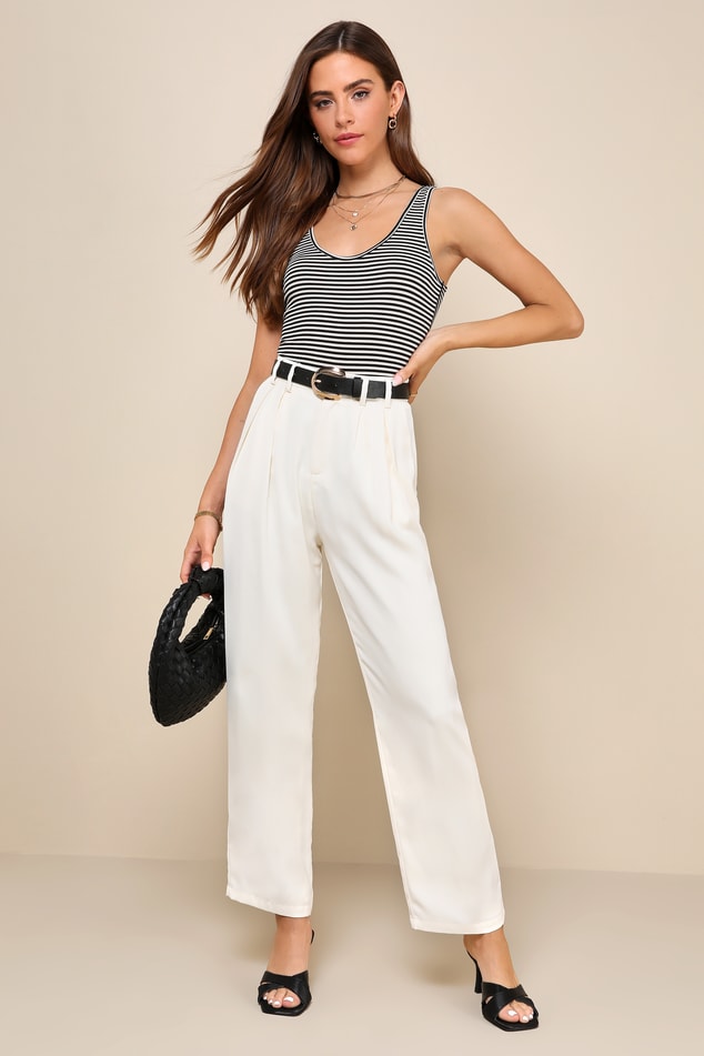 White & Black Bodysuit - Sleeveless Bodysuit - Color Block Top - Lulus