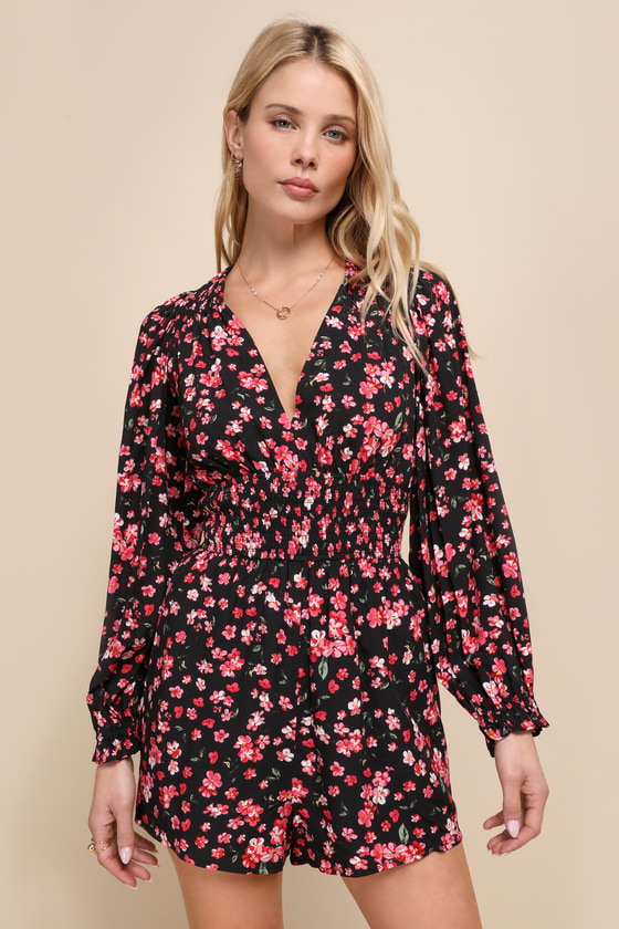 Flower Pattern Long Sleeve Autumn Romper