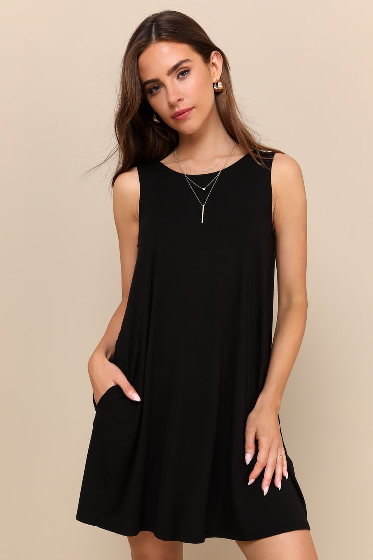 blue dress for baby girl Swing Mini Dress Black Petite main image 1