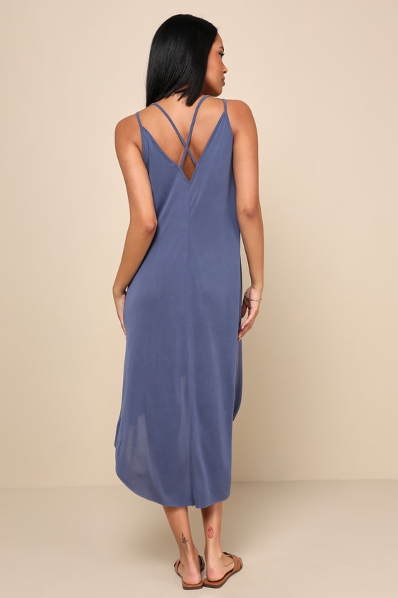 Mood and Melody Washed Blue High-Low Dress