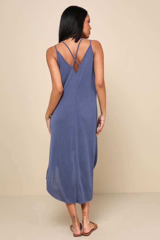 Mood and Melody Washed Blue High-Low Dress 6