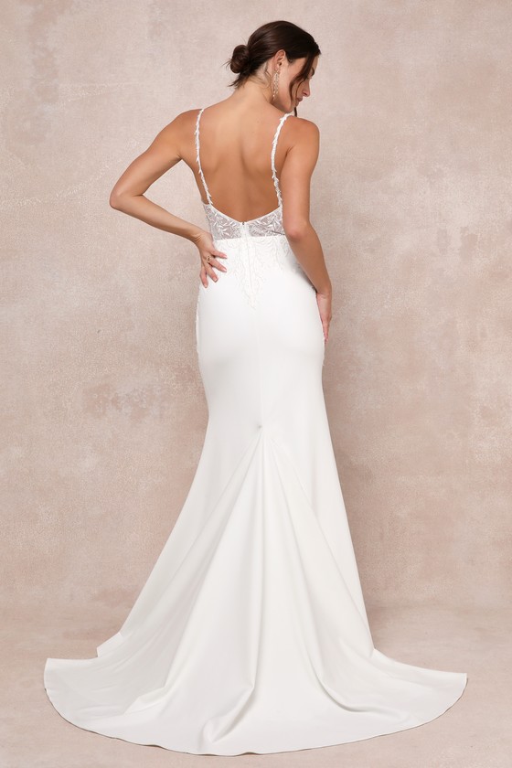 Lulus Infinite Adoration Ivory Beaded Embroidered Lace Maxi Dress In Ivory