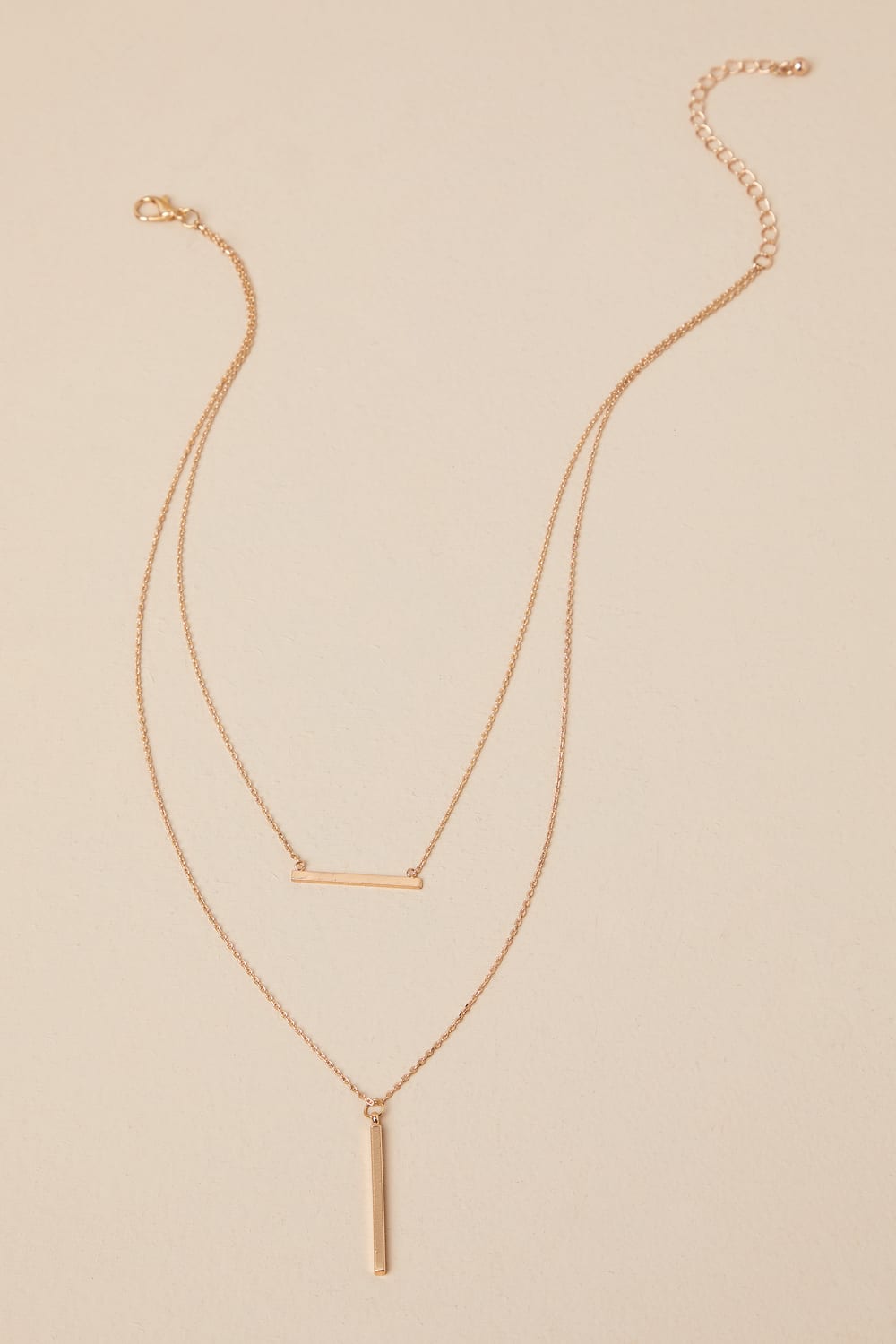 Bring You Cheer Gold Layered Bar Charm Necklace