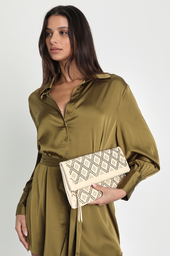 Crowd Pleaser Cream Studded Clutch 2