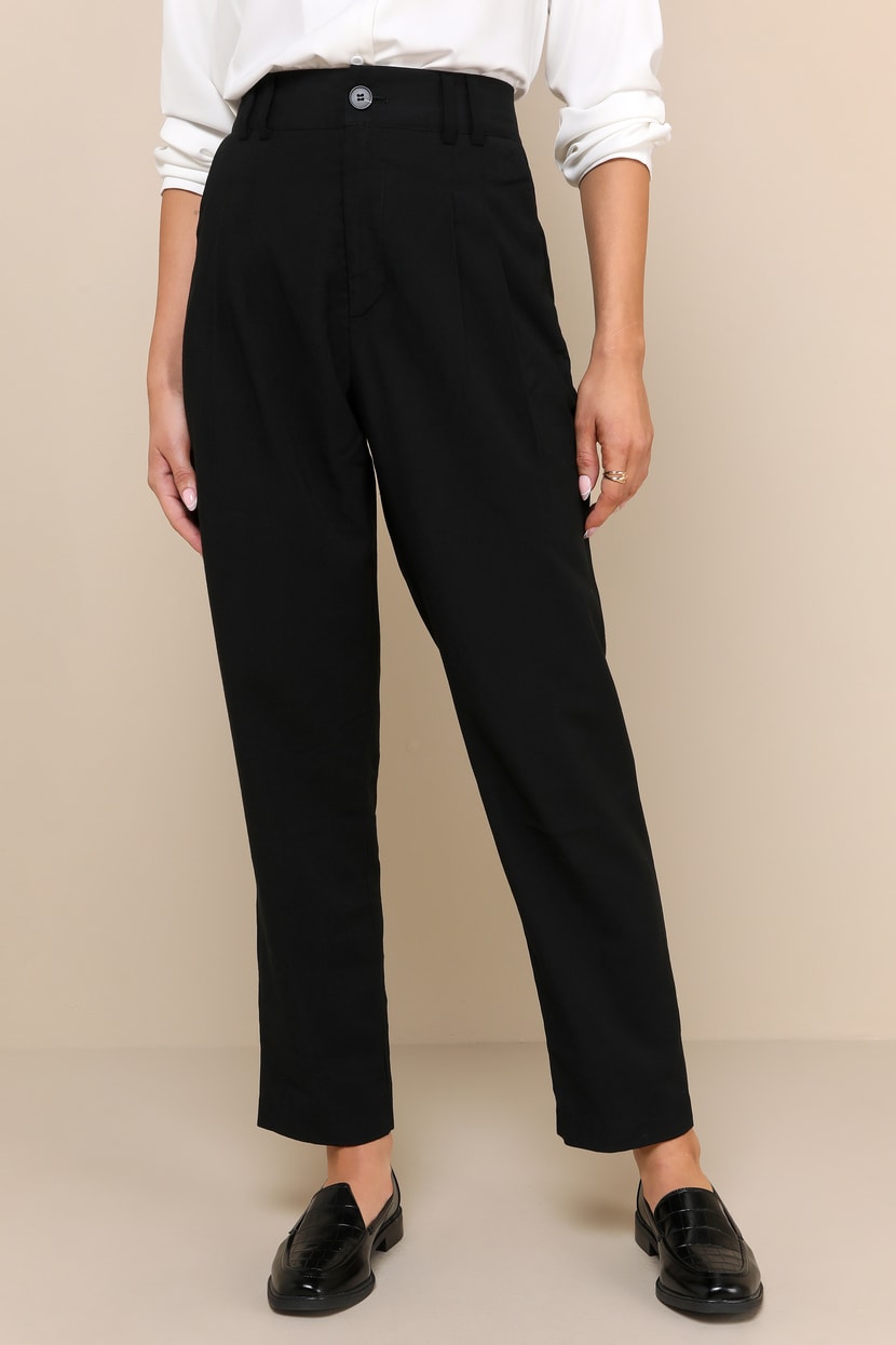 Strictly Business Black High Waisted Trouser Pants