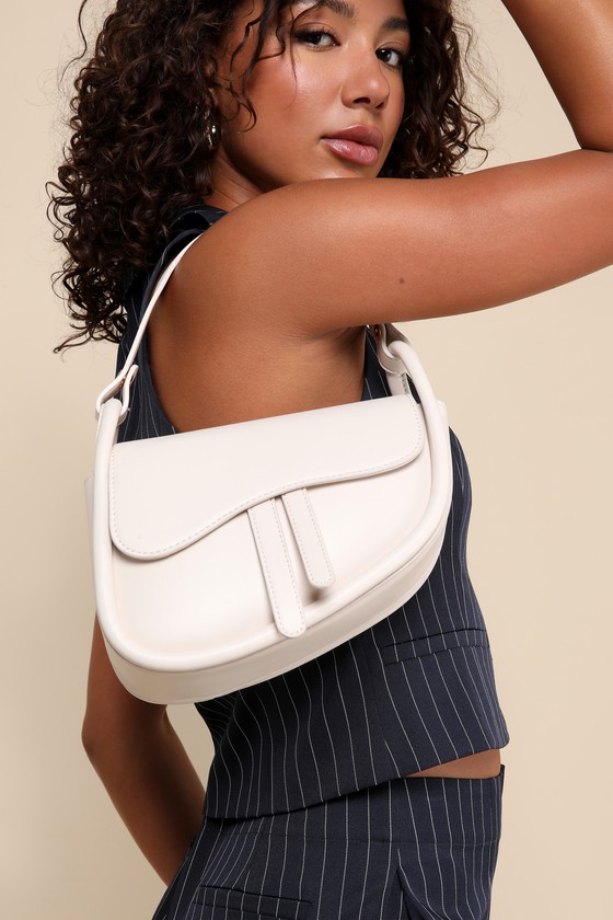 Arlo Bone Vegan Leather Saddle Bag 1
