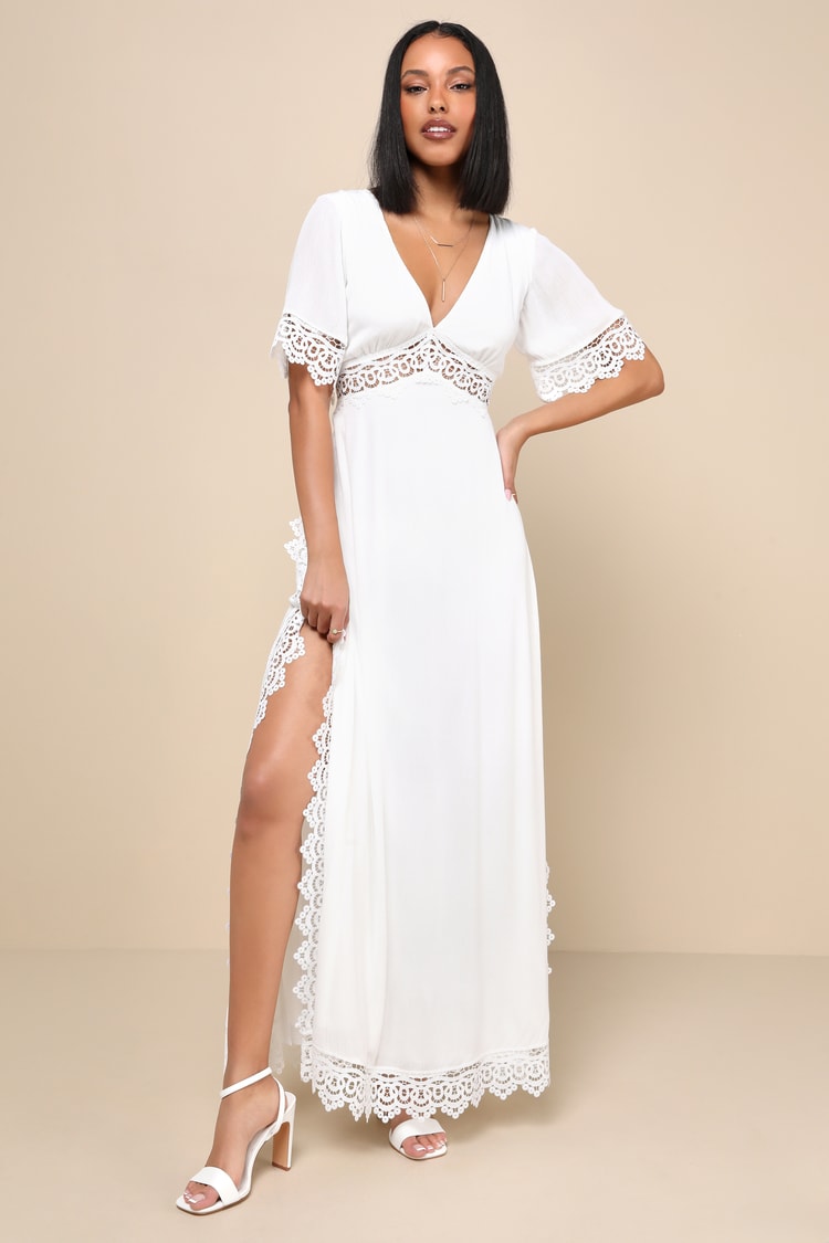 Flowy White Maxi Dress - Crochet Lace Dress - Lace Maxi Dress - Lulus