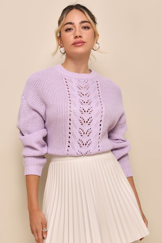 Waitlist 3/4 ♥ Alexandra Mock Neck Pointelle Knit Sweater Top Mauve – Miss  Match Group Inc.