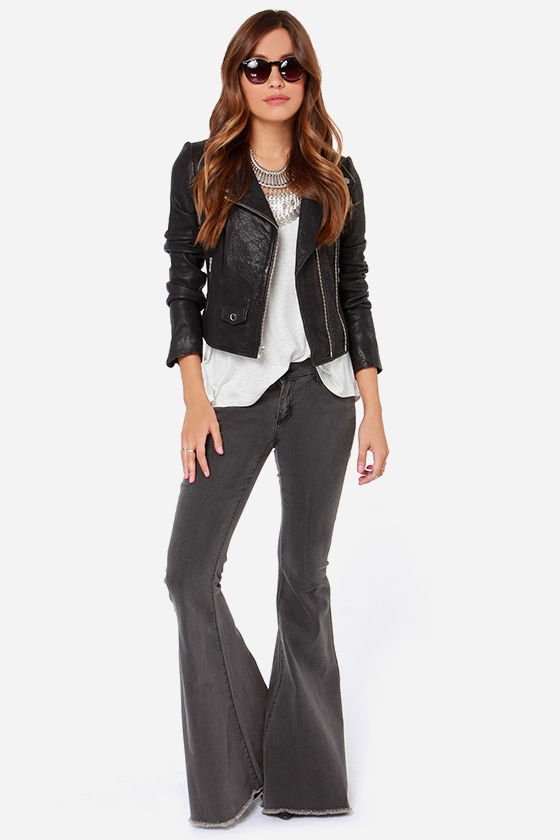 flared grey jeans