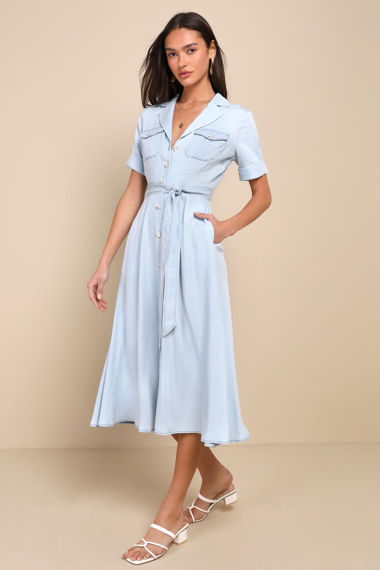 princess polly baby blue dress Arielle Midi Shirt Dress main image 1
