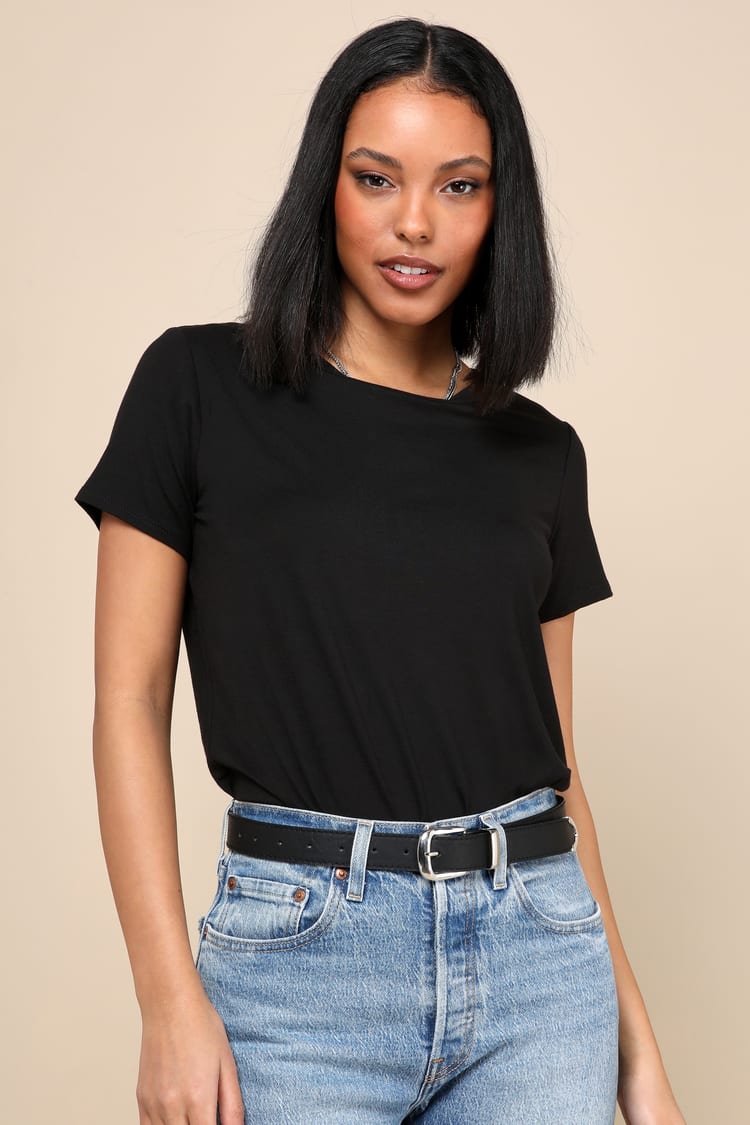 Cute Black T-Shirt - T-Shirt Bodysuit - Tee Bodysuit - Lulus