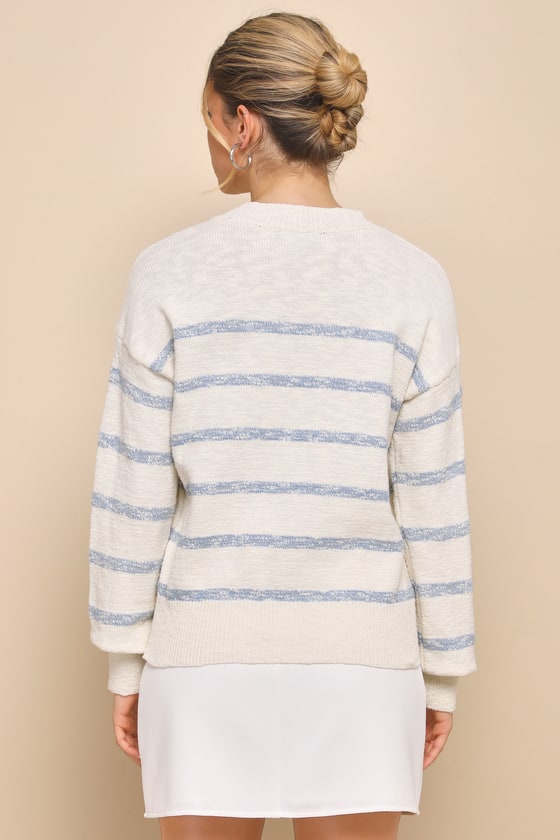 Shop Lulus Charismatic Classic Ivory Striped Cotton Pullover Sweater