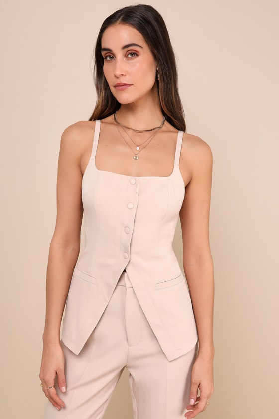 Beige Cami Top - Cami Vest Top - Button-Front Cami Top - Lulus