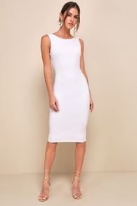 So Stunning White Backless Midi Dress