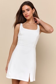 Always Admired White Sleeveless Mini Dress