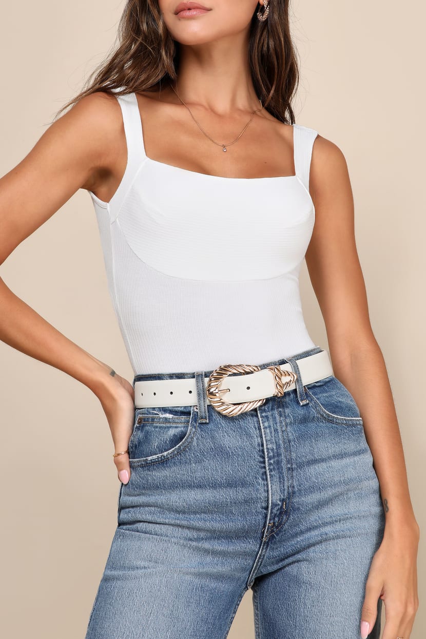 Petit Moments Modern Rodeo - White Western Belt - Engraved  display picture 2
