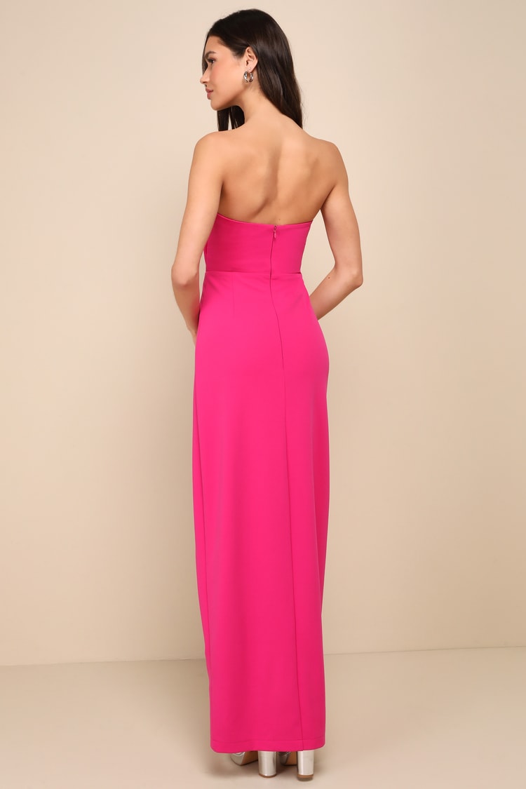 Extravagant Persona Fuchsia Strapless Cutout Column Maxi Dress