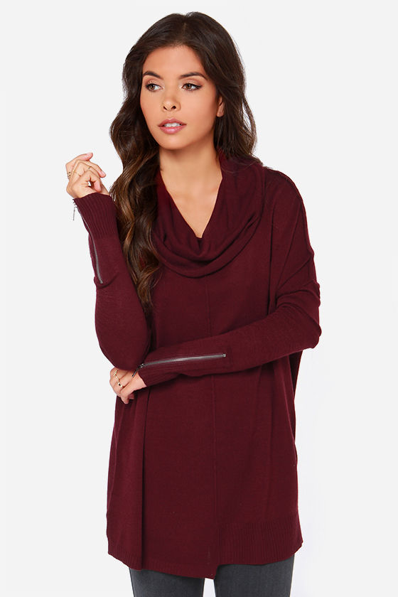 Burgundy Sweater - Knit Sweater - Cowl Sweater - $73.00 - Lulus