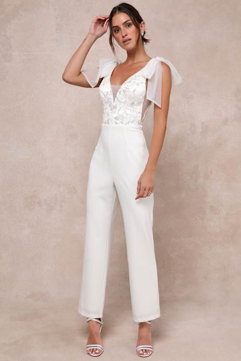 Thinking Out Loud White Backless Jumpsuit
