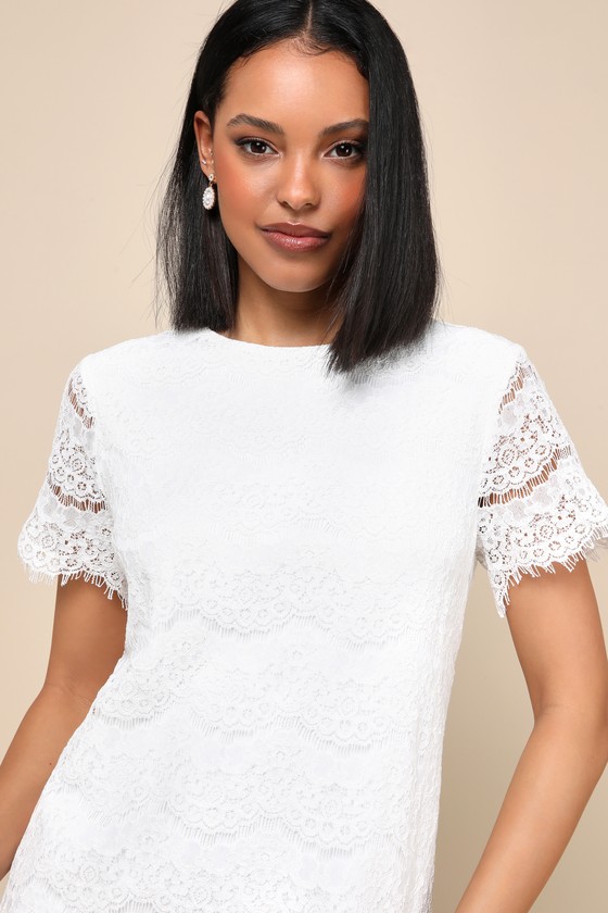 Take Me to Brunch Ivory Lace Shift Dress 5