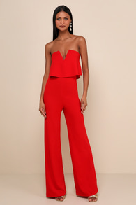 Power of Love Red Strapless Jumpsuit 1