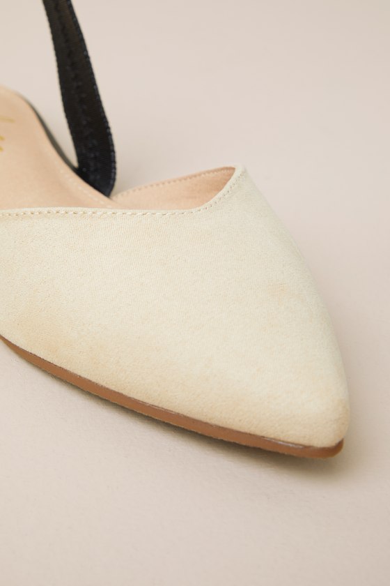 Mae Beige and Black Suede Pointed-Toe Slingback Flats - thumbnail 4