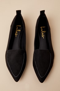Emmy Black Suede Pointed Loafers