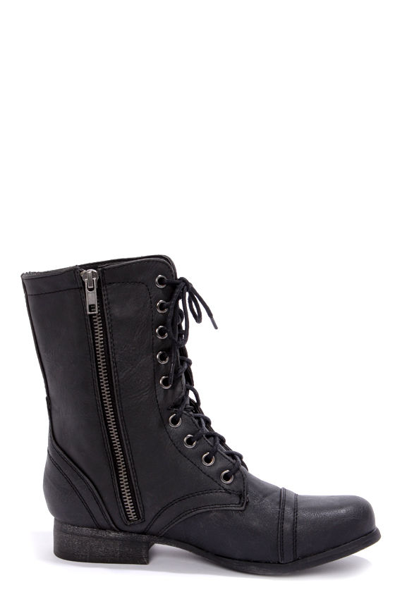 Cute Black Boots Combat Boots LaceUp Boots 59.00