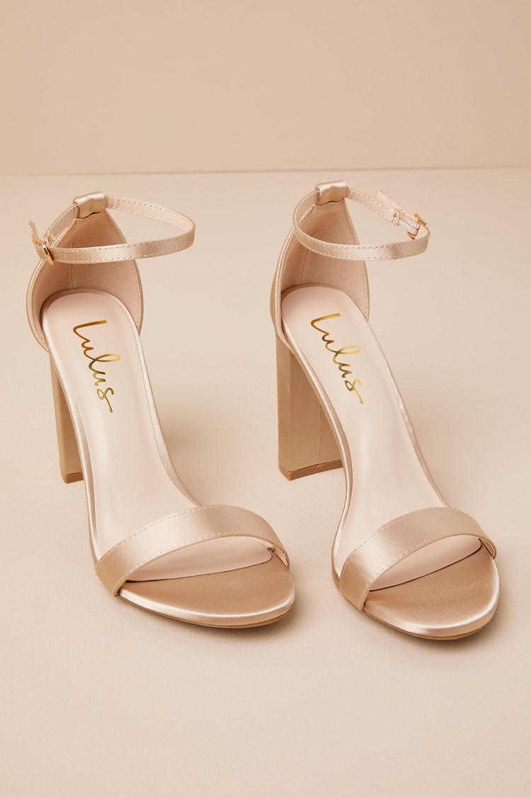 Taylor Champagne Satin Ankle Strap Heels