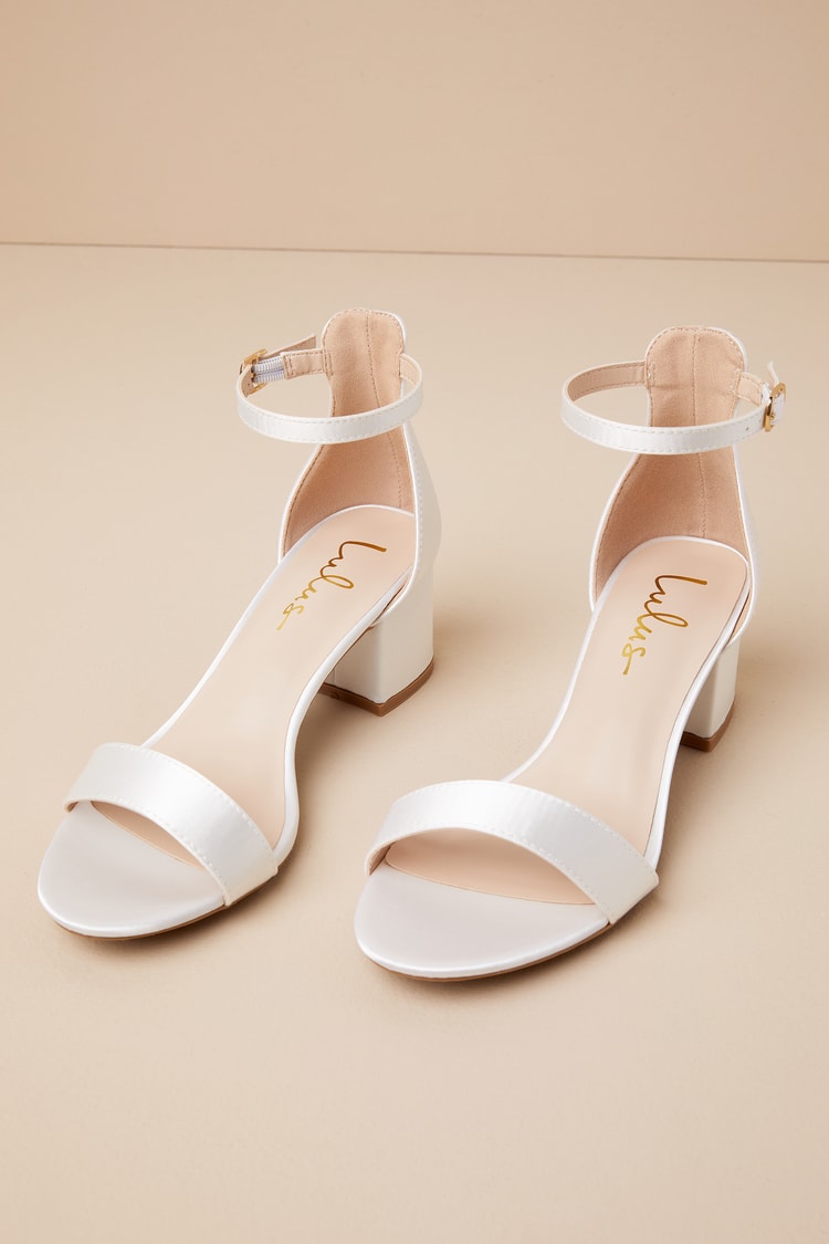 Harper Ivory Satin Ankle Strap Heels