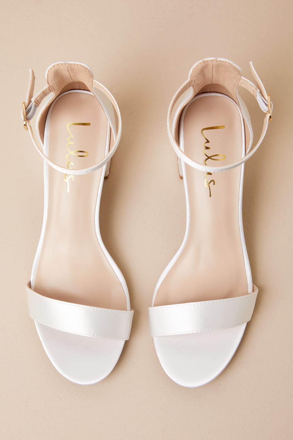 Harper Ivory Satin Ankle Strap Heels