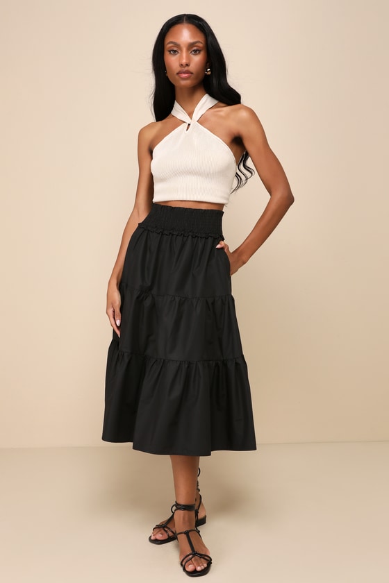 HOLDING ON TIGHT POPLIN MIDI SKIRT