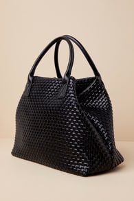 Big Time Moves Black Woven Oversized Tote Bag 2