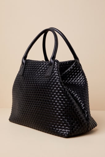 Big Time Moves Black Woven Oversized Tote Bag 2