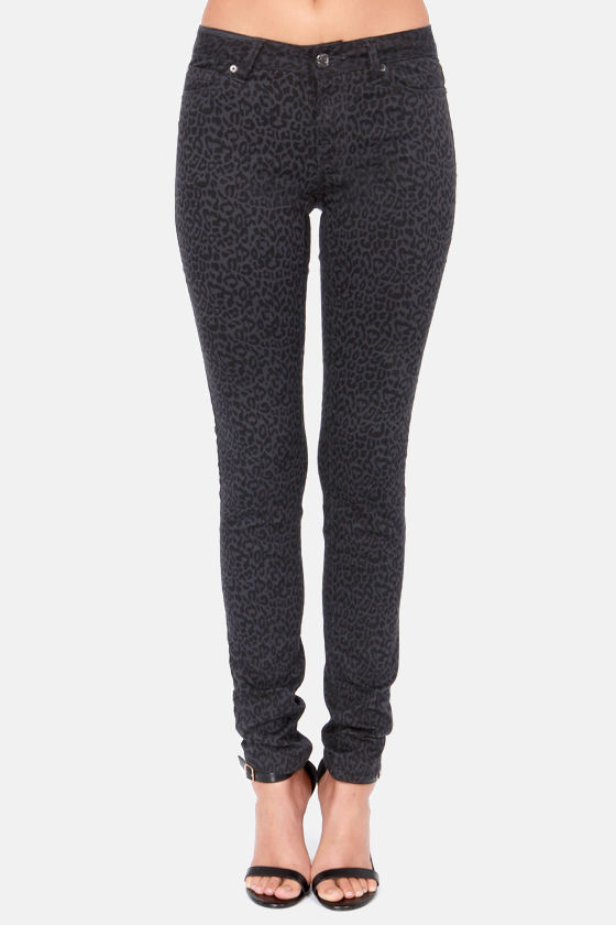 black leopard print jeans