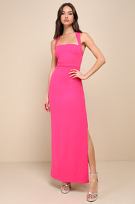 Glamorous Dedication Hot Pink Sleeveless Column Maxi Dress