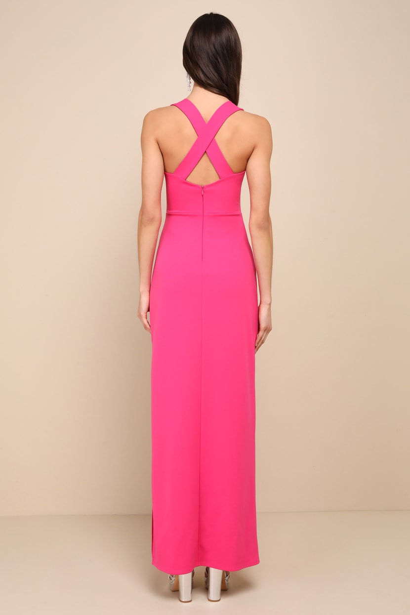 lulus hot pink dress Admirably Chic Hot Pink Satin Lace-Up Mini Dress With Pockets