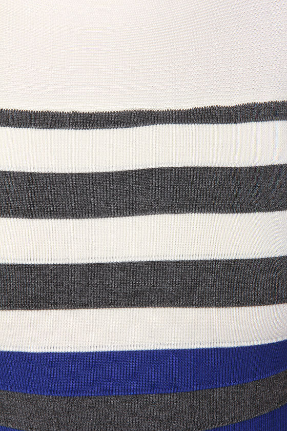 Grey Dress - Striped Dress - Bodycon Dress - $57.00