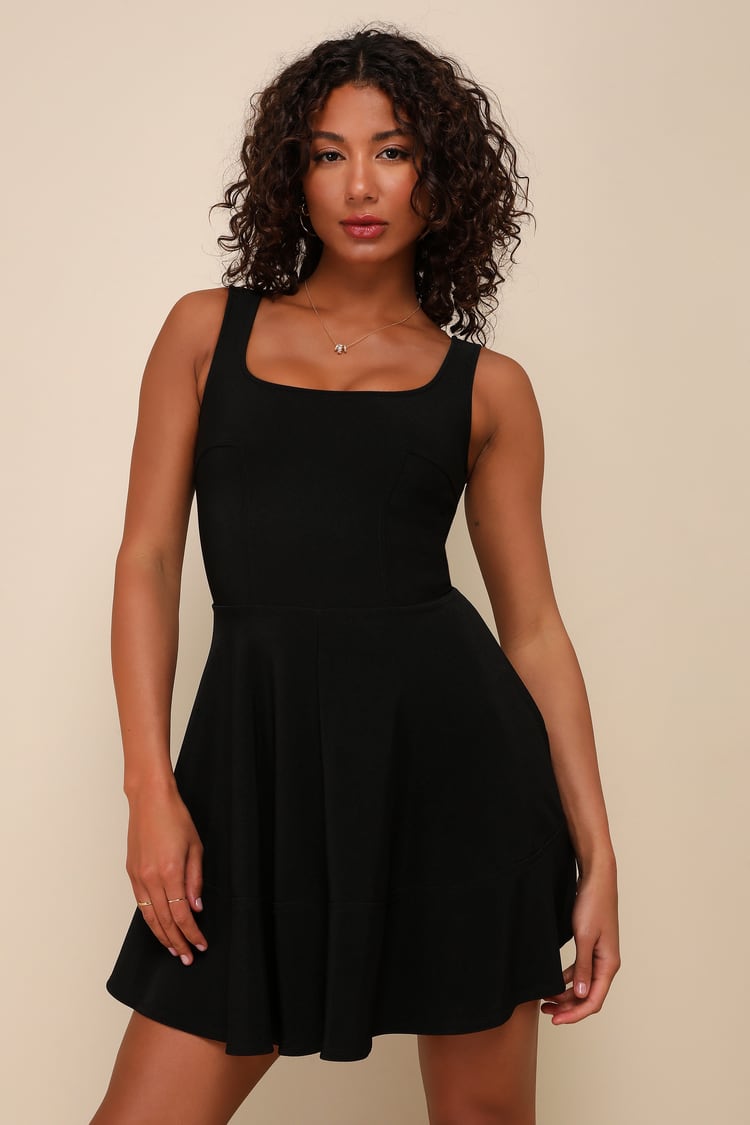Black Dress - Skater Dress - Fit and Flare Dress -LBD - Lulus