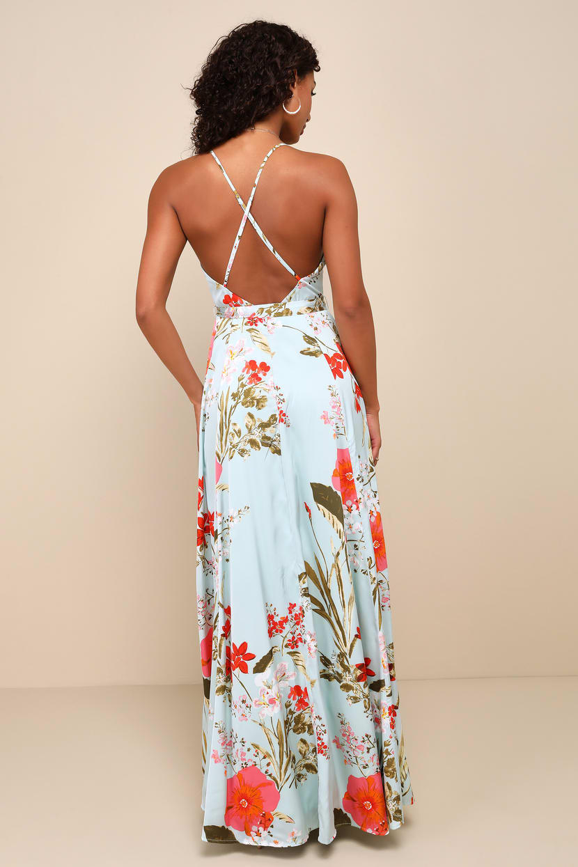 Still the One Sage Green Floral Print Satin Maxi Dress