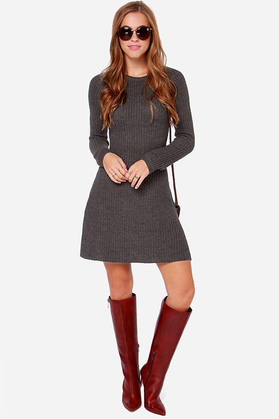 charcoal grey sweater dress