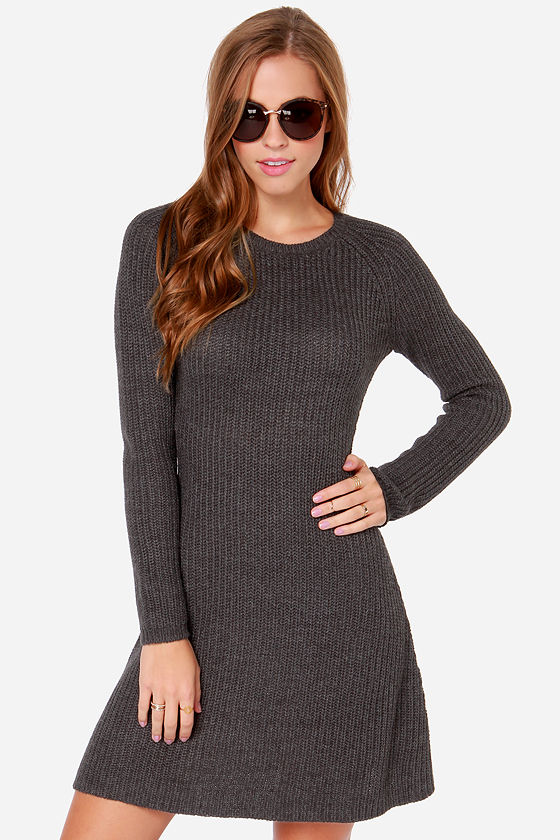 Cute Grey Dress - Sweater Dress - Knit Dress - $73.00 - Lulus
