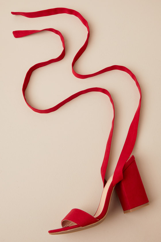 Alta Dark Red Suede Lace-Up Heels - Image 4