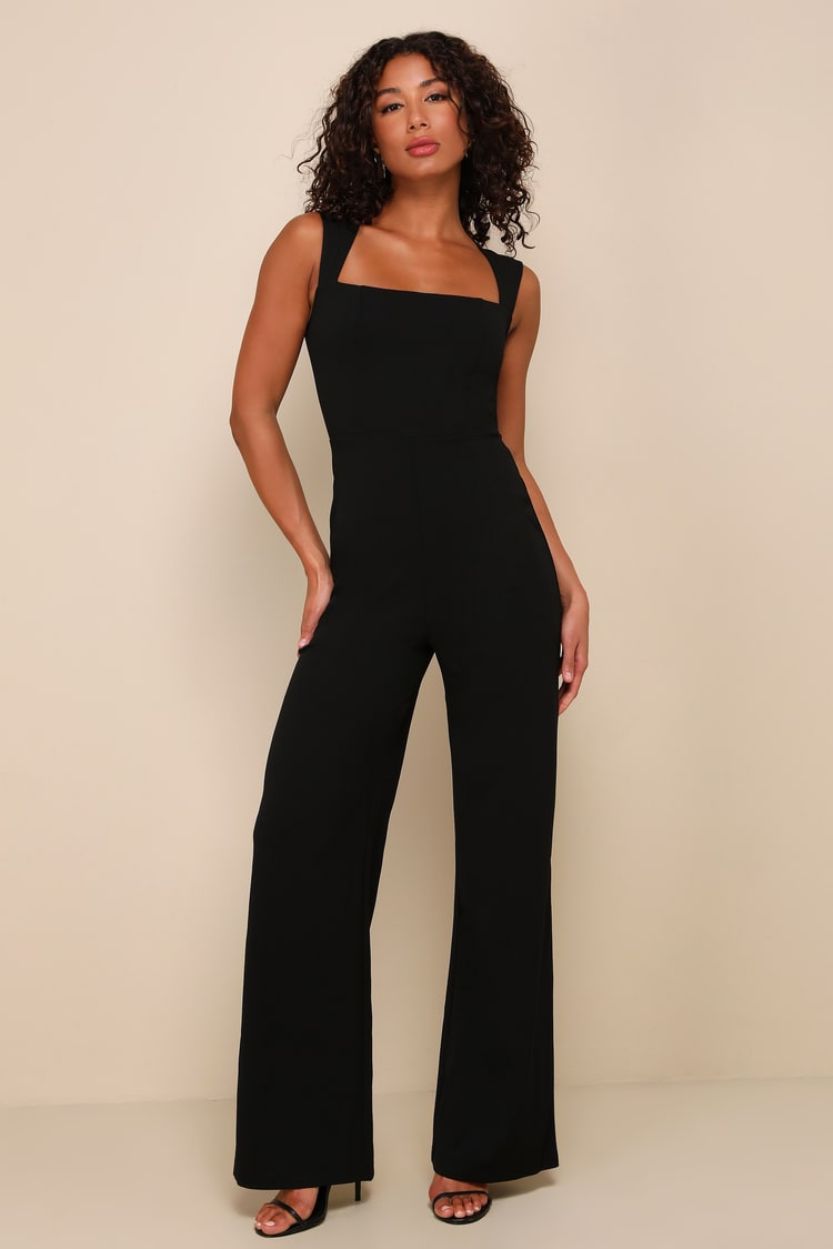 Lulus Jumpsuit Lulus Thinking Out Loud Black Backless Jumpsuit In