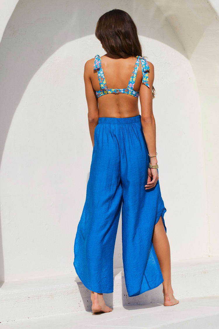 Blue Swim Cover-Up - Cover-Up Pants - Tie-Front Cover-Up Pants - Lulus