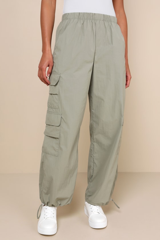 Modish Aesthetic Olive Green High-Rise Cargo Jogger Pants 2