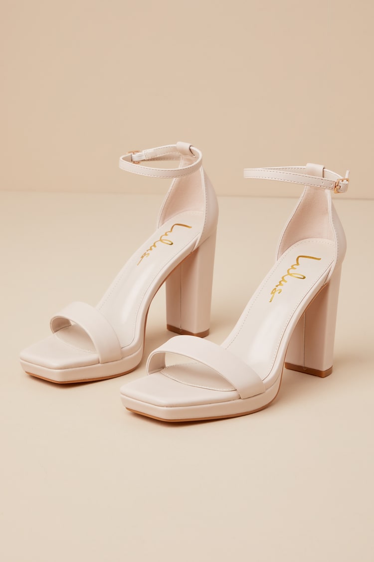 Signie Sand Square-Toe Platform Ankle Strap Heels