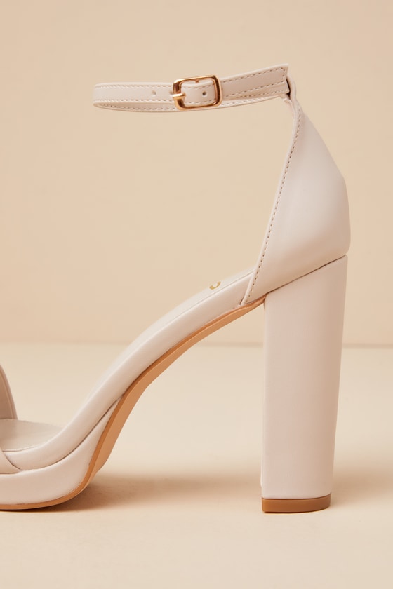 Lulus Signie Sand Square-toe Platform Ankle Strap Heels In Sand